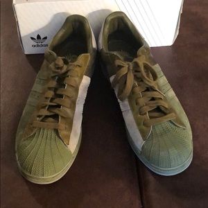 Suede Hunter Green and Gray Shell Toe adidas